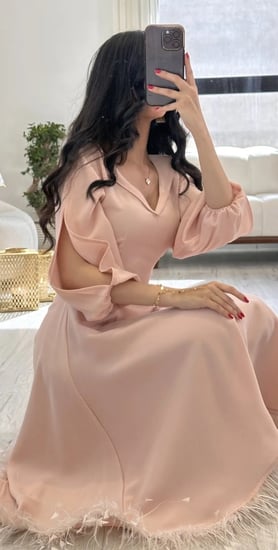 فستان العيد كريب استرتش ميدي