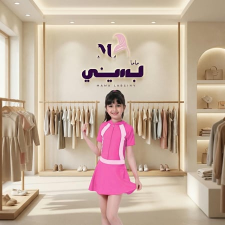 مايوة بناتي قطعتين وتربروف بثلاث الوان