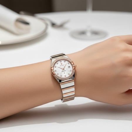 ساعة نسائية  فاخرة فضي مطعم بالكريستالات ستايل  أنيق جذاب  موديل  302