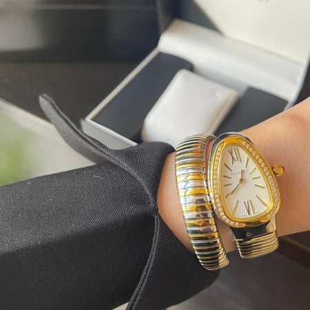 ساعه بولغاري Bvlgari ذهبي مع فضي