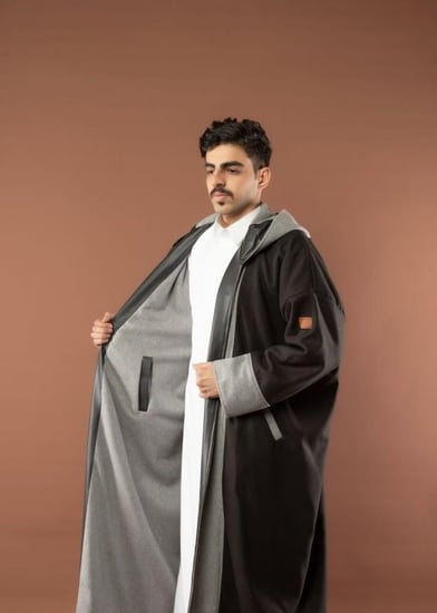 فروه شتويه  دبل فيس اسود على رصاصي