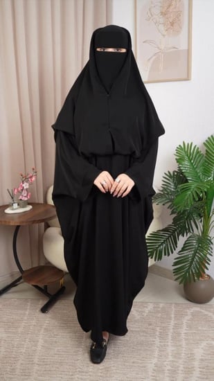 عباية ٢ في ١ مع نقاب هدية ( اكمام أوسع )