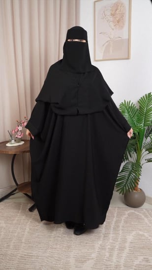 عباية ٢ في ١ مع نقاب هدية ( اكمام أوسع )