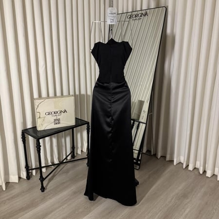 فستان سهرة اسود طويل باربي تفتة لمعة | فستان ريمين