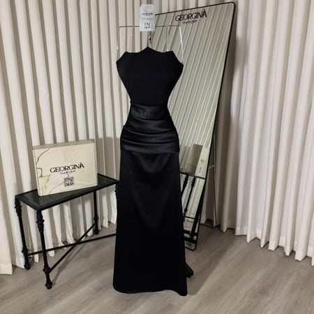 فستان سهرة اسود طويل باربي تفتة لمعة