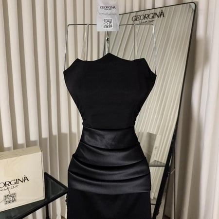 فستان سهرة اسود طويل باربي تفتة لمعة