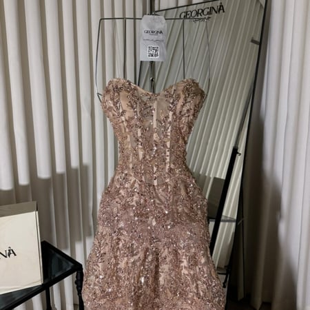 فستان سهرة بيج طويل كمبيوتر طبقات