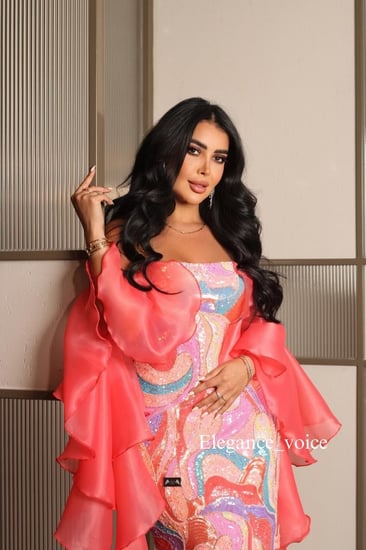 فستان قماش مشكوك بالخرز