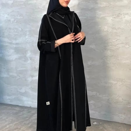 عباية ناعمه جاكت قلاب-عبايات أسود-تليده