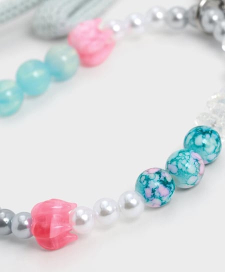 Crochet Bow Beaded Charm - Sea Salt Blue