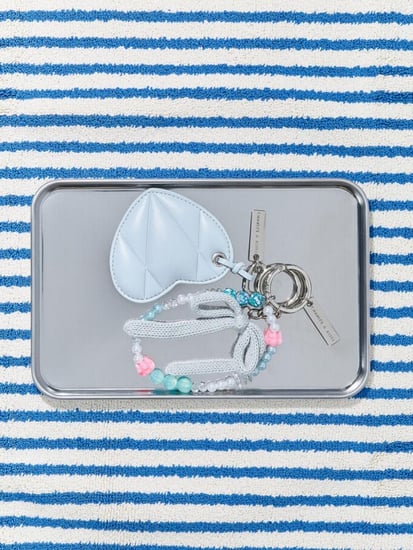 Crochet Bow Beaded Charm - Sea Salt Blue