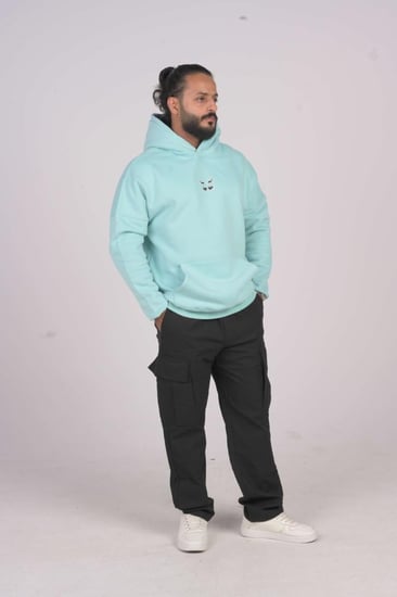 هودي سماوي  اوفر سايز دبل كاب لوقو بتر فلاي