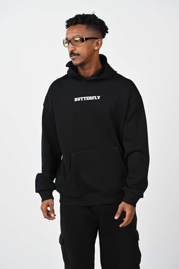 هودي اوفر سايز اسود بلوقو بتر فلاي