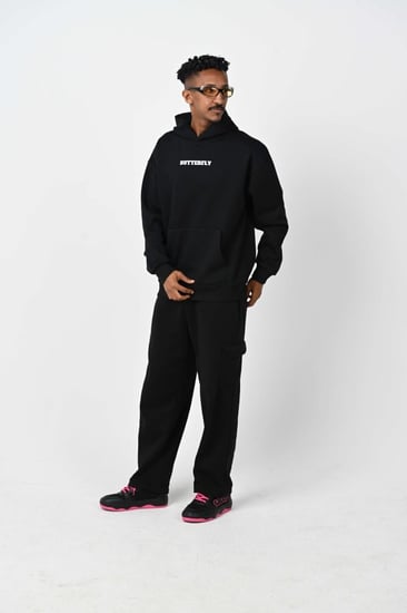 هودي اوفر سايز اسود بلوقو بتر فلاي