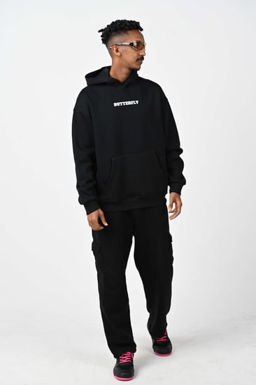 هودي اوفر سايز اسود بلوقو بتر فلاي