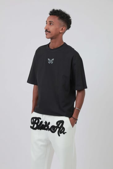 تيشرت اوفر سايز اسود  ساده S-147