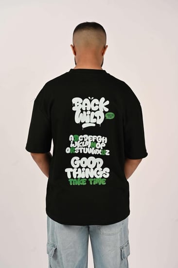 تيشرت اوفر سايز اسود BACK