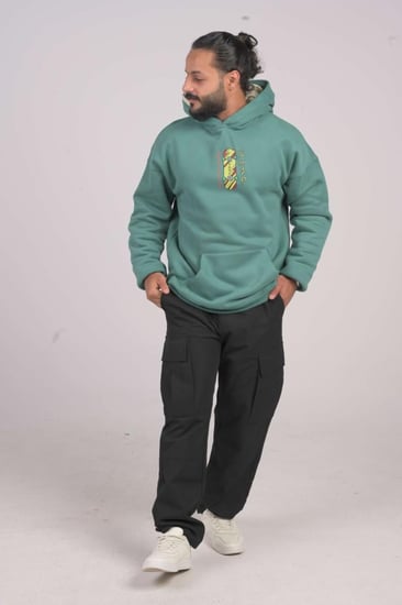 هودي اخضر  اوفر سايز دبل كاب زلاجه