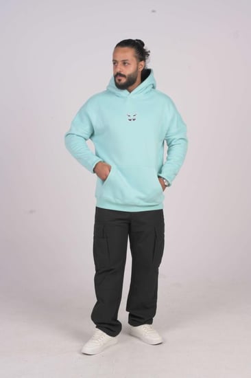 هودي سماوي  اوفر سايز دبل كاب لوقو بتر فلاي