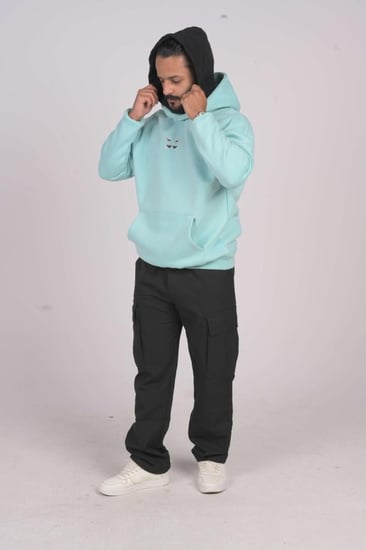 هودي سماوي  اوفر سايز دبل كاب لوقو بتر فلاي