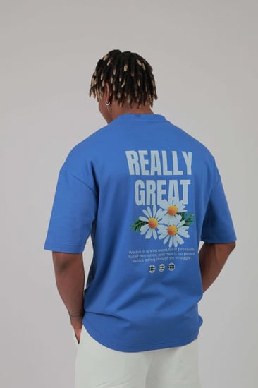 تيشرت اوفر سايز ازرق REALLY