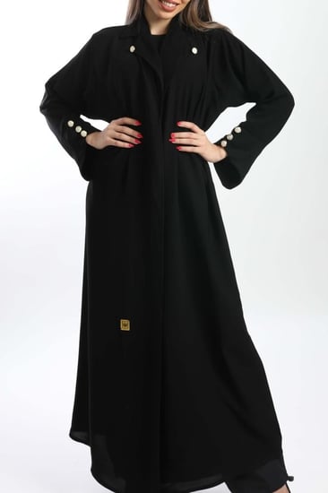 عباية سوداء رسمية قماش كريب ملكي 5062