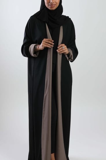 عباية دبل فيس باللونين الأسود والبني 5052