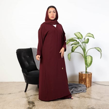 عبايه ملونة لون عودي منقطة خامة باردة 5023