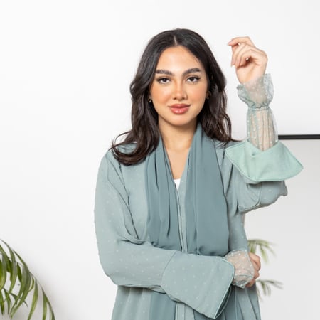 عبايه ملونه منقط لون اخضر Z2011