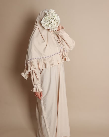 لباس صلاة قطن مشروك باليسية مكسر بطرحة متصلة