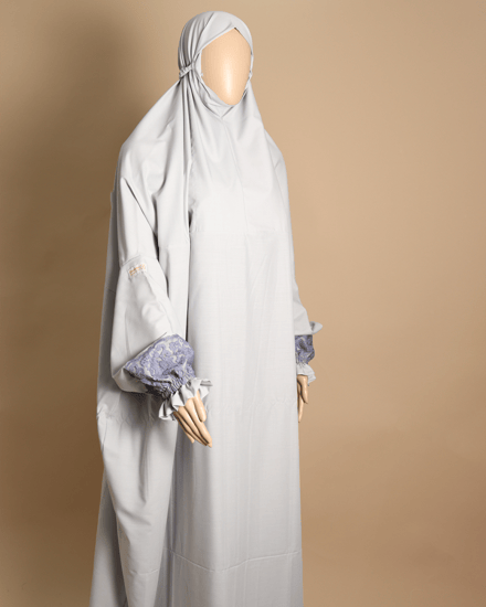 لباس صلاة قطن مشروك نصف كلوش-رمادي