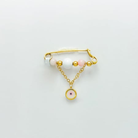 بروش ذهب خرز وردي عيار 18 (BRO.001)