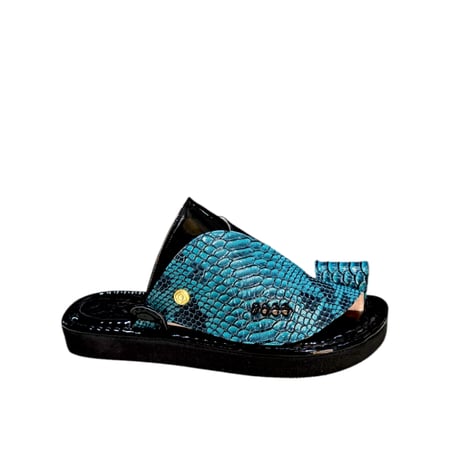 حذاء شرقي - ثعبان فيروزي × اسود لماع وطني