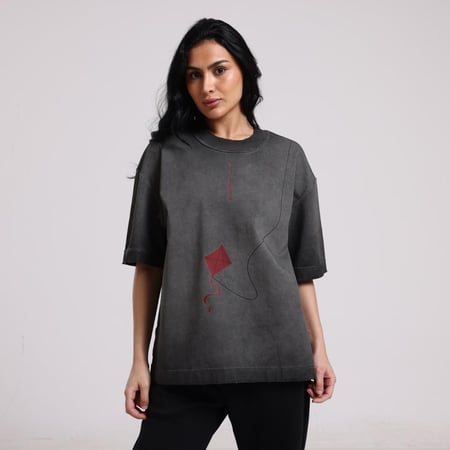 تيشرت رمادي مقلوب || Gray inside-out t-shirt
