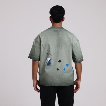 تيشرت رمادي مقلوب || Gray inside-out t-shirt