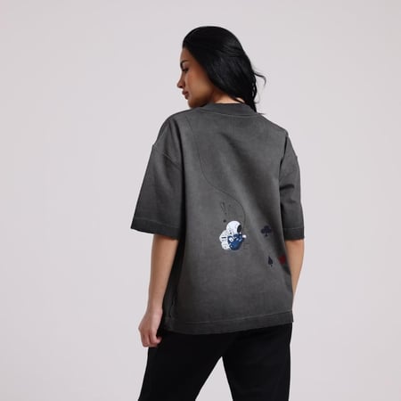 تيشرت رمادي مقلوب || Gray inside-out t-shirt