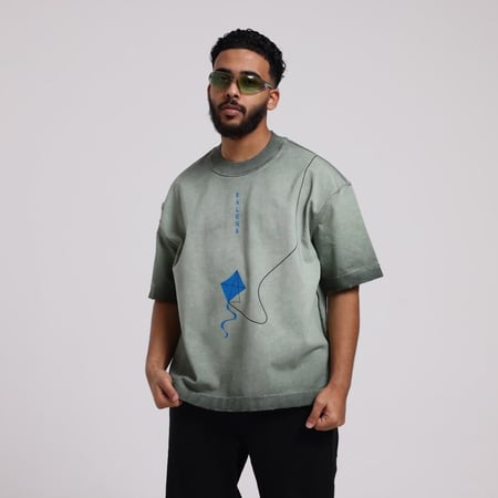 تيشرت رمادي مقلوب || Gray inside-out t-shirt