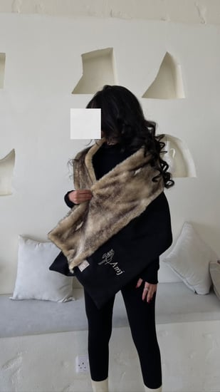 شال X سكارف فرو الثعلب الفاخر (اسود)