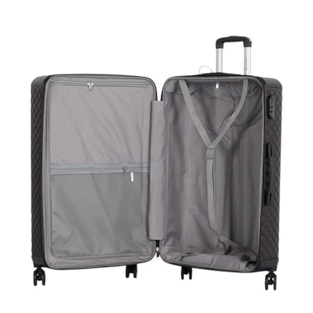 طقم حقائب سفر فاخرة ومحصنة - 5 قطع (3 ترولي + 2 حقيبة يد) بتغطية جلدية ومقاومة للكسر