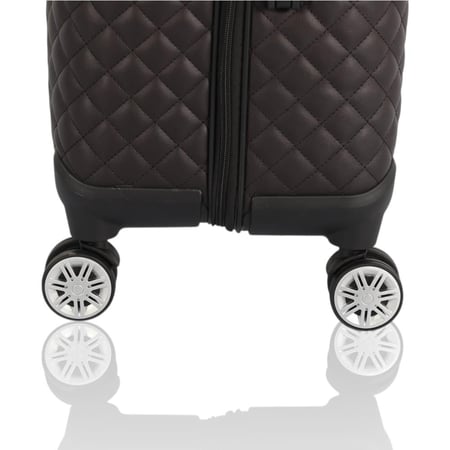 طقم حقائب سفر فاخرة ومحصنة - 5 قطع (3 ترولي + 2 حقيبة يد) بتغطية جلدية ومقاومة للكسر