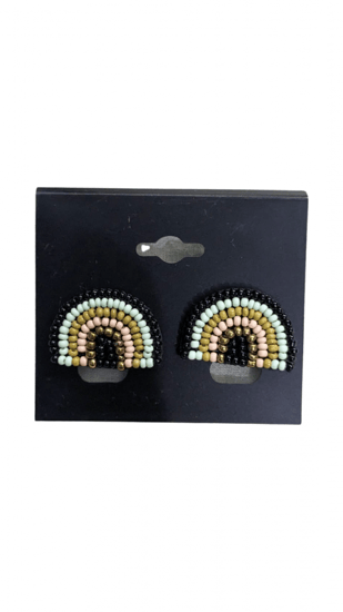 Black-Beaded Post Earrings