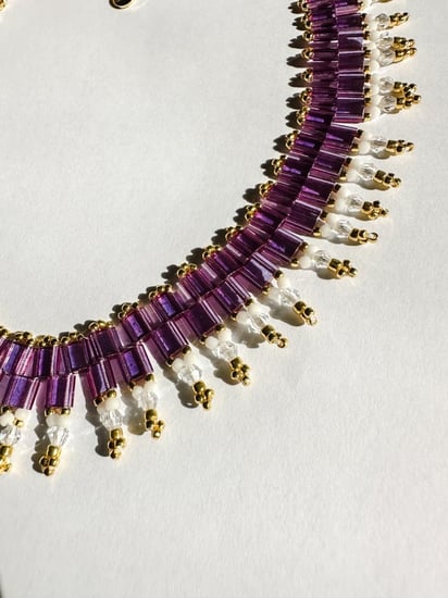 Purple Choker necklace - Beads necklace