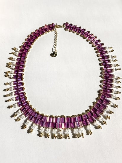 Purple Choker necklace - Beads necklace