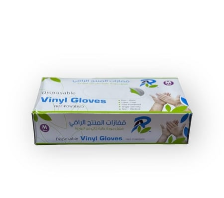 علبة قفازات المنتج الراقي فينيل جودة عالية خالي من البودرة مقاس متوسط_ 80قطعه