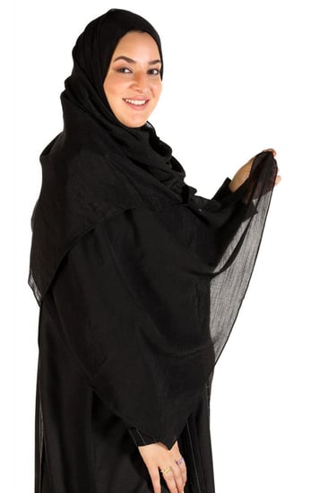 طرحه اسود قماش لينين سادة