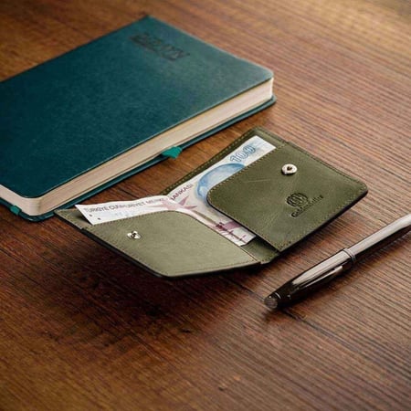 محفظة البائع الذهبي الجميلة - جلد طبيعي