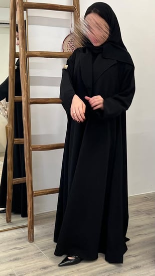 قماش  مشجر خفيف دبل كلوش ب ياقة