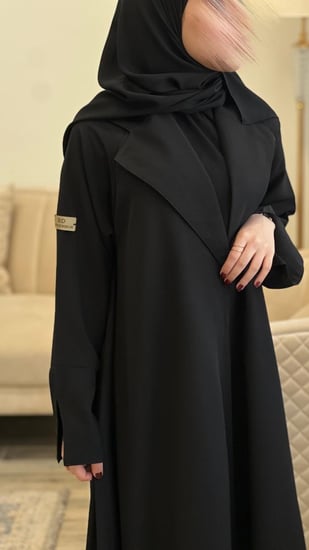 قماش  مشجر خفيف دبل كلوش ب ياقة