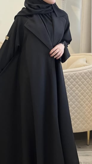 قماش  مشجر خفيف دبل كلوش ب ياقة