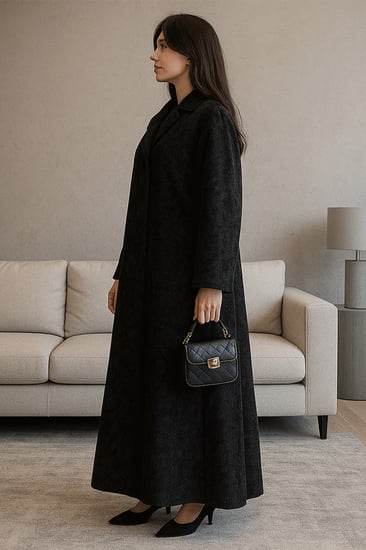 عباية مخمل شتوي تصميمها كلاسيكي مع لمسة عصرية